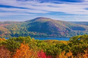 Landscape with Trees in Autumn Colors (Foliage), Catskill Mountains and Hudson River, Hudson Valley, New York. EOS 6D Full Frame Sensor Camera, Canon EF 24-105mm F/4L IS lens. Polarizing filter.